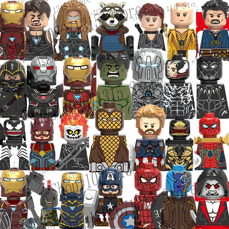 Lego Minifigure Holder - Blocs de construction Marvel Avengers, super-héros,