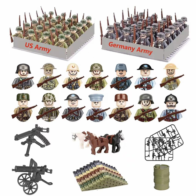 Lego Minifigure Holder - 24 pièces/lot WW2 personnage militaire WW2